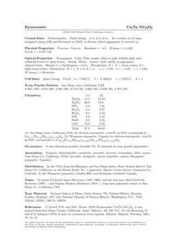 Rynersonite Ca(Ta, Nb)2O6 C 2001-2005 Mineral Data Publishing, Version 1