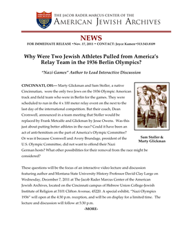 Why Were Two Jewish Athletes Pulled from America's Relay Team in the 1936 Berlin Olympics?