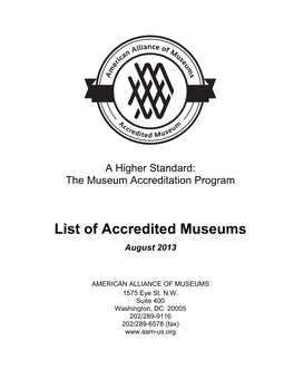 List of Accredited Museums
