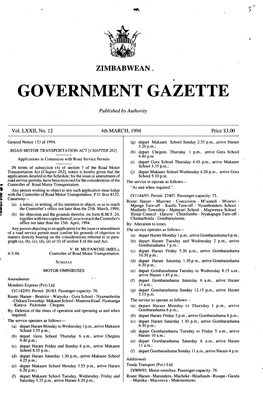 Zimbabwean. Government Gazette