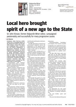 Local Hero Brought Spirit of a New Age to the State