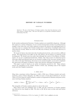 History of Catalan Numbers