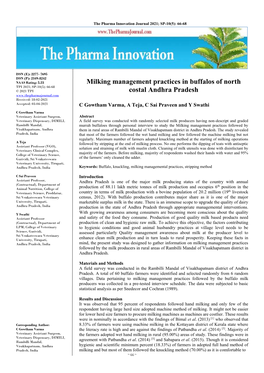 Milking Management Practices in Buffalos of North Costal Andhra