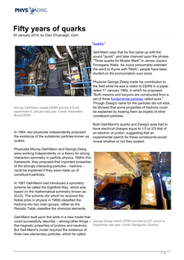 Fifty Years of Quarks 20 January 2014, by Cian O'luanaigh, Cern