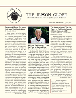 THE JEPSON GLOBE a Newsletter from the Friends of the Jepson Herbarium