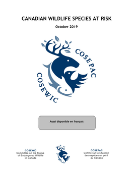 CANADIAN WILDLIFE SPECIES at RISK October 2019