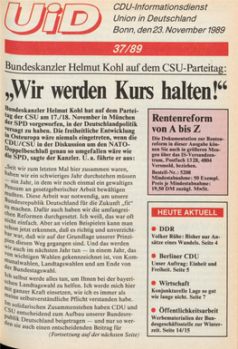 37/89 Bundeskanzler Helmut Kohl Auf Dem CSU-Parteitag: »Wir Werden Kurs Halten!