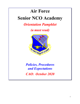 Air Force Senior NCO Academy Orientation Pamphlet (A Must Read)