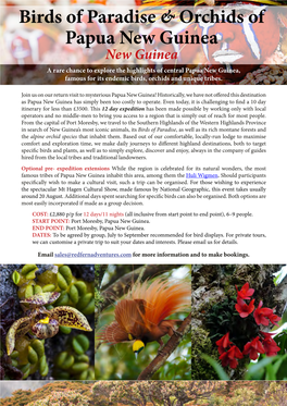 Birds of Paradise & Orchids of Papua New Guinea