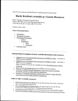 (Actinidia Sp.) Genetic Resources