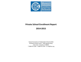 Private School Enrollment Report 2014-2015