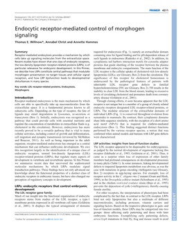 Endocytic Receptor-Mediated Control of Morphogen Signaling Thomas E