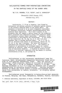 Guilielmites Formed from Phosphatized Concretions in the Ashfield Shale of the Sydney Area