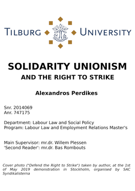 Perdikes Scriptie Solidarity Unionism and the Right to Strike.Pdf
