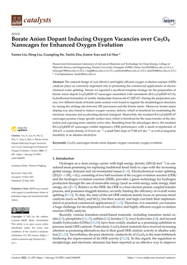 Borate Anion Dopant Inducing Oxygen Vacancies Over Co3o4 Nanocages for Enhanced Oxygen Evolution