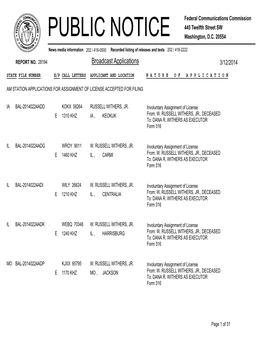 Broadcast Applications 3/12/2014