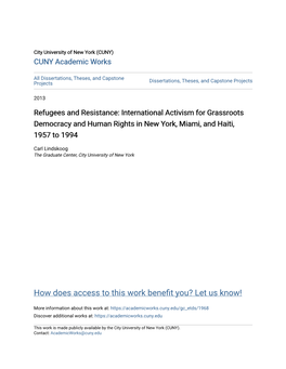 International Activism for Grassroots Democracy and Human Rights in New York, Miami, and Haiti, 1957 to 1994