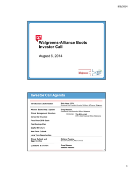 Walgreens-Alliance Boots Investor Call