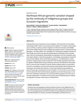 Northeast African Genomic Variation Shaped by the Continuity of Indigenous Groups and Eurasian Migrations