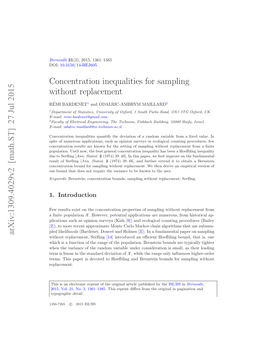 Concentration Inequalities for Sampling Without Replacement 3