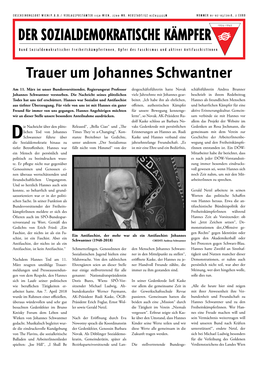 Trauer Um Johannes Schwantner