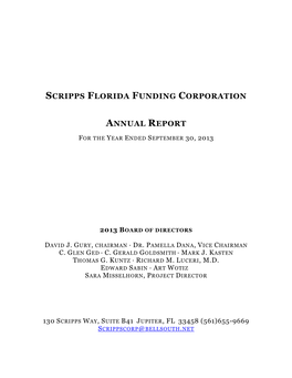 Scripps Florida Funding Corporation Annual Report