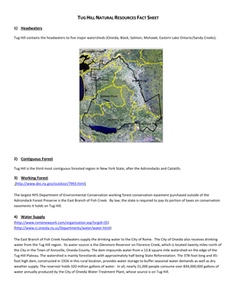 Tug Hill Natural Resources Fact Sheet