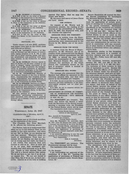 Senate Resolution 46 Created the Sen­ H