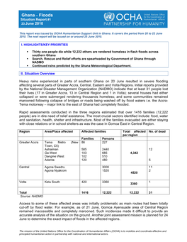 Floods Situation Report #1 23 June 2010