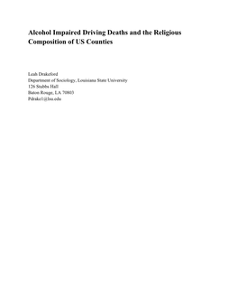 Alcohol Impaired Driving Deaths and the Religious Composition of US Counties