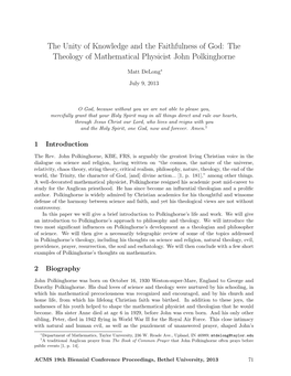 The Theology of Mathematical Physicist John Polkinghorne