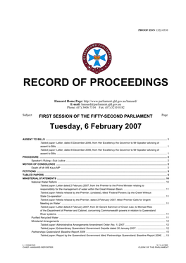 Record of Proceedings