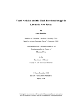 Youth Activism and the Black Freedom Struggle in Lawnside, New Jersey
