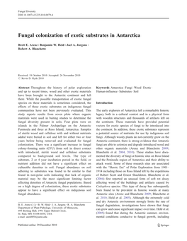 Fungal Colonization of Exotic Substrates in Antarctica