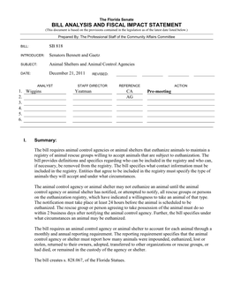 Bill Analysis and Fiscal Impact Statement