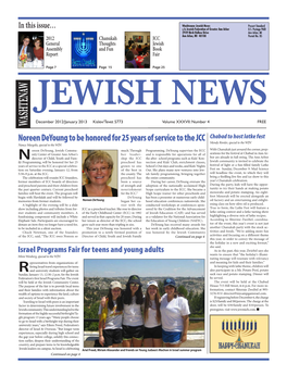 Noreen Deyoung to Be Honored for 25 Years of Service to the JCC Mendy Rimler, Special to the WJN Nancy Margolis, Special to the WJN Oreen Deyoung, Jewish Commu- Much