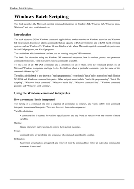 Windows Batch Scripting 1 Windows Batch Scripting