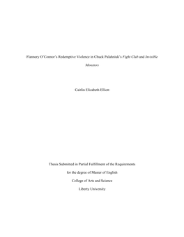 Flannery O'connor's Redemptive Violence in Chuck Palahniuk's Fight