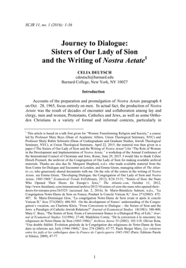 Journey to Dialogue: Sisters of Our Lady of Sion and the Writing of Nostra Aetate1