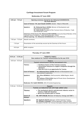 Carthage Investment Forum Program