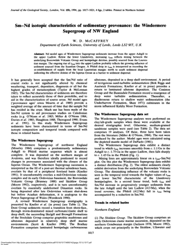 Sm-Nd Isotopic Characteristics of Sedimentary Provenance: the Windermere Supergroup of NW England