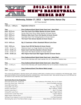 2012-13 Big 12 Men's Basketball Media