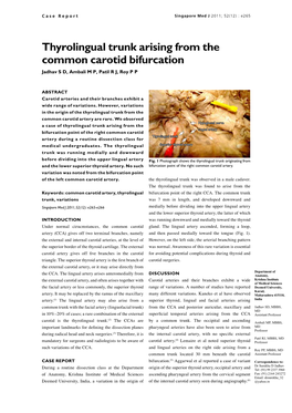 Thyrolingual Trunk Arising from the Common Carotid Bifurcation Jadhav S D, Ambali M P, Patil R J, Roy P P