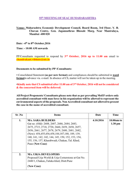 55Th MEETING of SEAC III MAHARASHTRA Venue