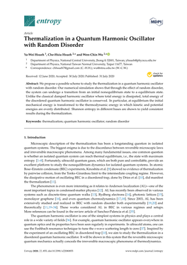 Thermalization in a Quantum Harmonic Oscillator with Random Disorder