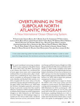 OVERTURNING in the SUBPOLAR NORTH ATLANTIC PROGRAM a New International Ocean Observing System