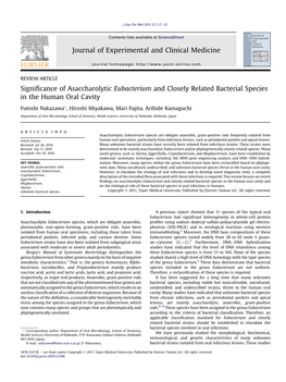 Significance of Asaccharolytic Eubacterium and Closely Related