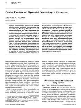 Cardiac Function and Myocardial Contractility: a Perspective