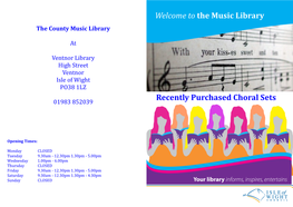 The Music Library Recently Purchased Choral Sets