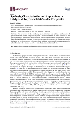 Synthesis, Characterization and Applications in Catalysis of Polyoxometalate/Zeolite Composites